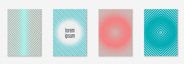 线条几何元素的极简时尚封面模板。图片下载