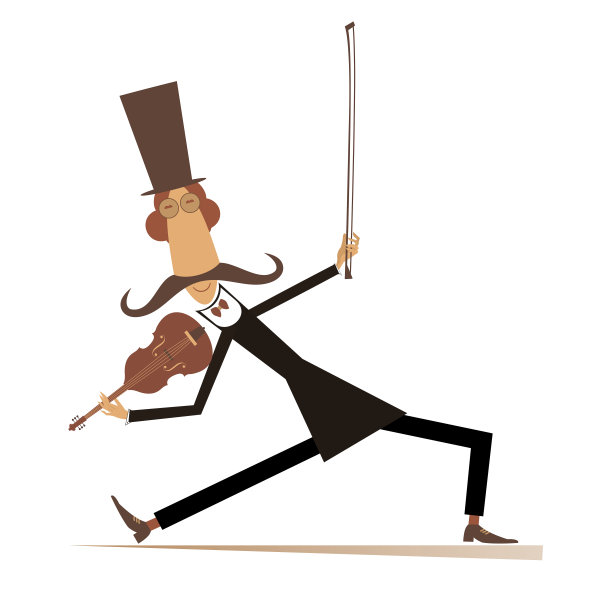 卡通长胡子小提琴家插图图片下载