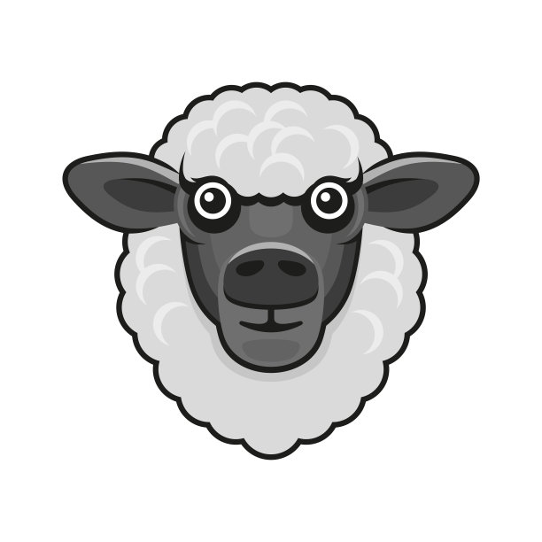 可爱的羊脸在白色的背景。向量图片下载