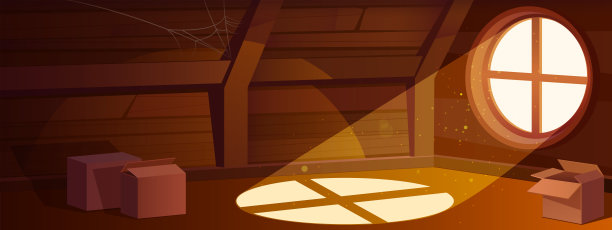房子阁楼内部，空的旧折弯室。图片下载