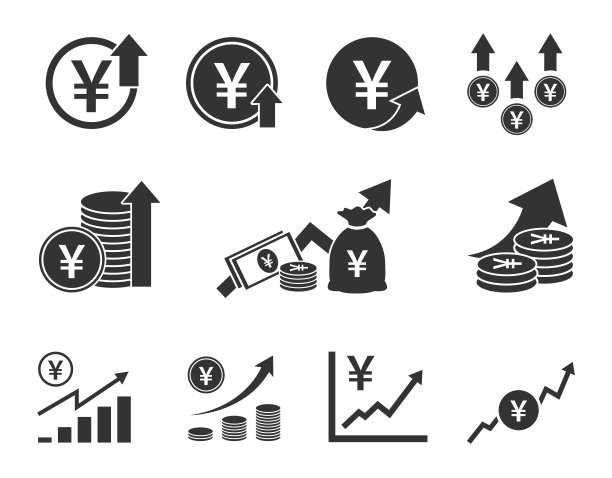 日元货币增加图标设置，日本货币利率增长图片下载
