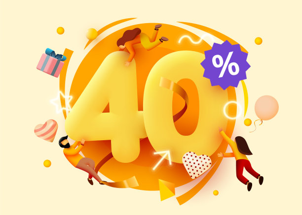 大型销售。40%的折扣。特别优惠背景与飞行人员。宣传海报或横幅。图片下载