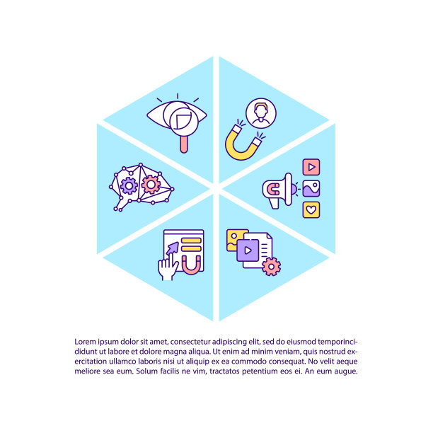 智能内容概念线图标与文本图片下载