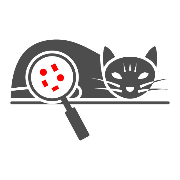 病毒性腹膜炎猫固体图标，宠物疾病概念，猫冠状病毒标志在白色背景，猫与病毒图标字形风格的移动和网页设计。矢量图形。图片下载