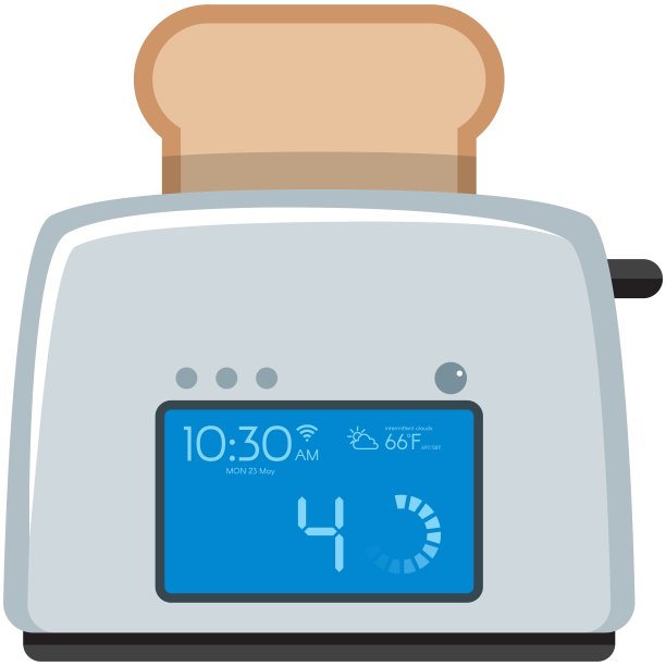 智能烤面包机向量酥脆面包机家居物联网图片下载