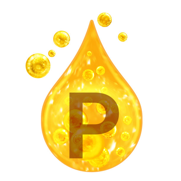 矿物质维生素复杂。矿物磷。金色的水滴和金色的球孤立在白色的背景上。健康的概念。P磷。图片下载