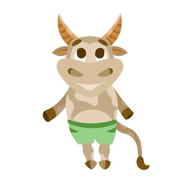 公牛在爱。浪漫的情侣情人节。动物矢量插图，人物图片下载