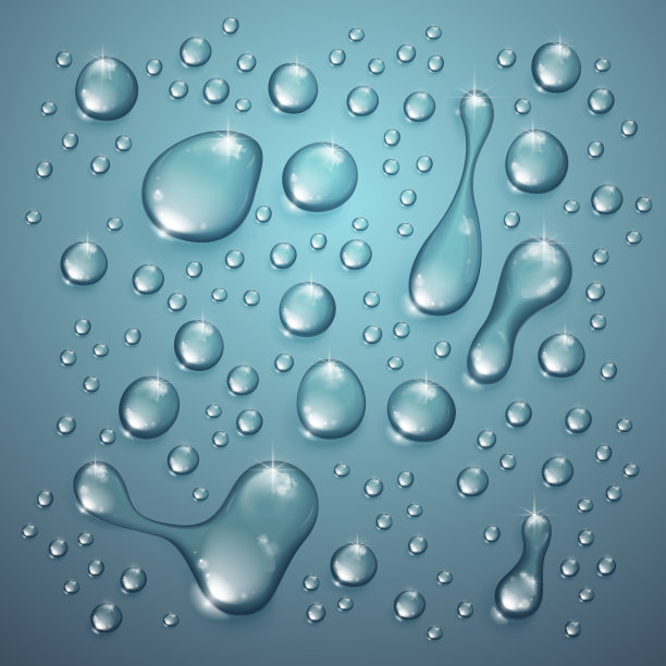 水滴在淋浴或池，凝结水或雨滴现实透明矢量插图，容易放在任何背景或单独使用水滴。图片下载