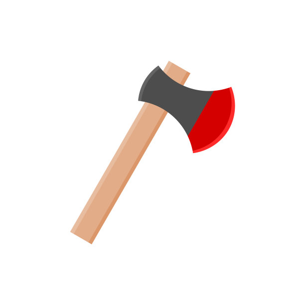 带有木柄图标的斧头。露营装备。护林人，火，花园斧。图片下载