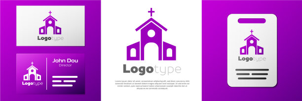 标志式教堂建筑图标孤立在白色图片下载