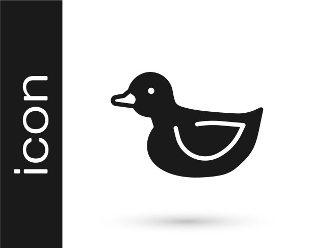 黑色橡皮鸭图标孤立在白色图片下载