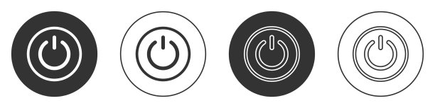 黑色电源按钮图标隔离在白色图片下载
