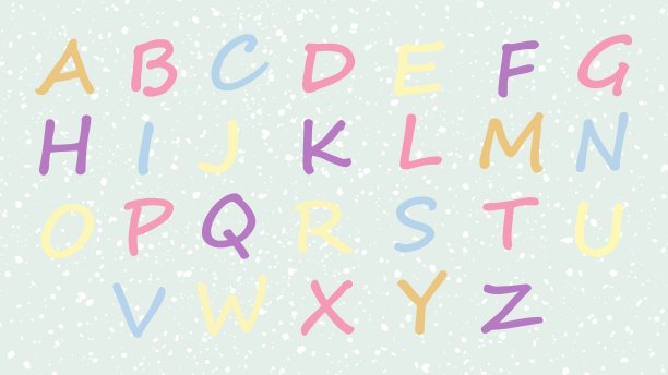 动画字母表。学习字母。英语字母表。图片下载