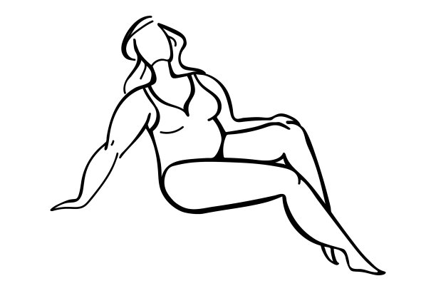 白底黑线女子素描图片下载