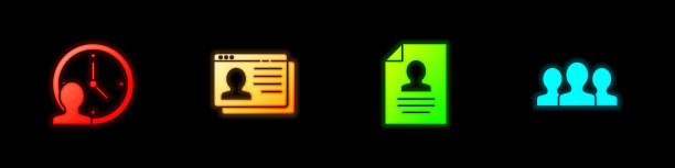 设置“时间管理”、“恢复”和“用户组”图标。向量图片下载