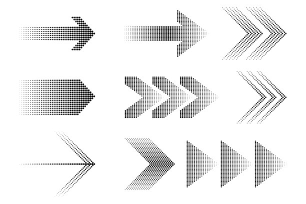 抽象的黑色图案在半色调蓝色背景。箭头图标。股票的形象。每股收益10。图片下载