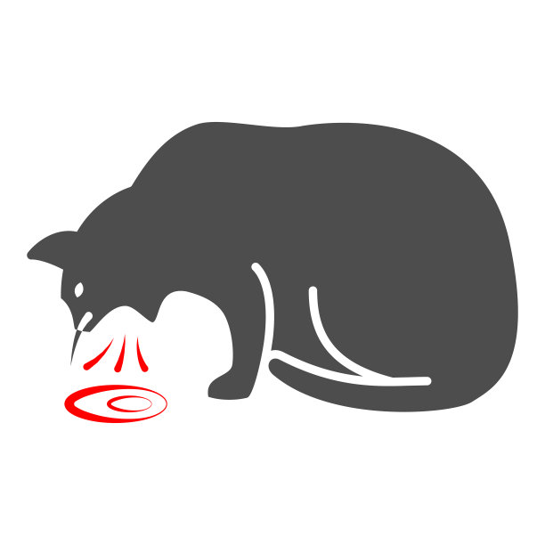 蠕虫病在猫固体图标，疾病的宠物概念，猫呕吐标志在白色的背景，生病的小猫图标在字形风格的移动概念和网页设计。矢量图形。图片下载