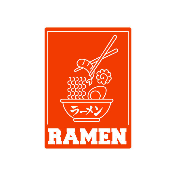 拉面矢量插图-细线风格设计图片下载