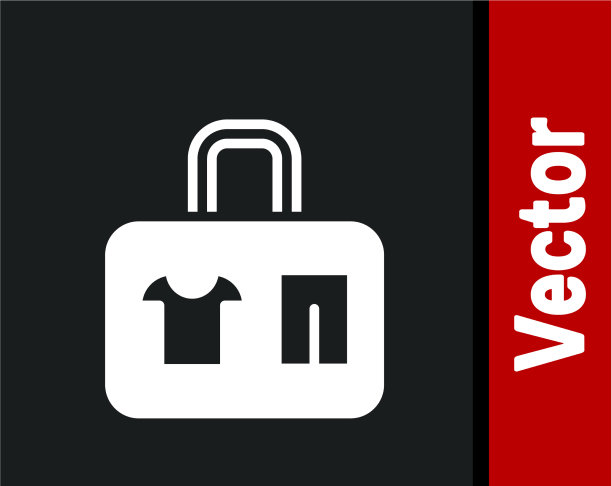 白色旅行箱旅行图标孤立在黑色图片下载