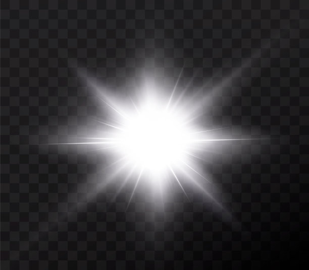 明亮的星星孤立在透明的白色背景上图片下载