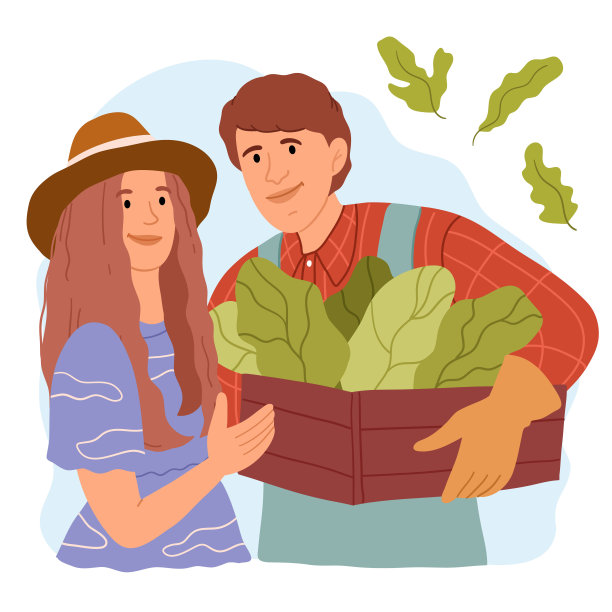 一对成功的年轻农民夫妇。这家人种植有机产品。农业工人。图片下载