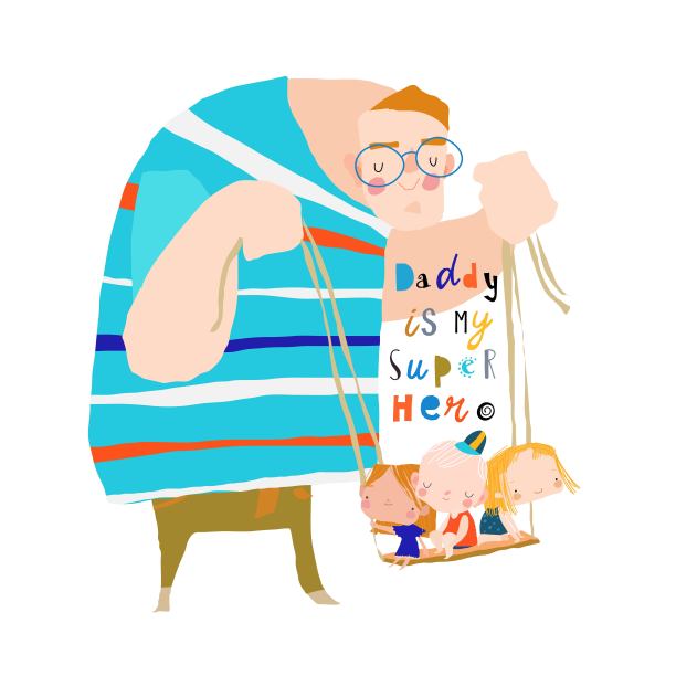 祝您父亲节快乐。父亲让孩子们荡秋千图片下载