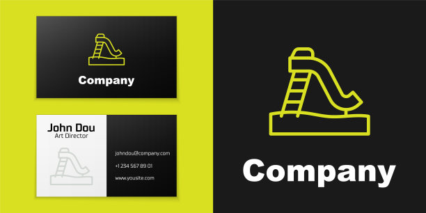 标识类型线孩子幻灯片图标孤立在黑色背景。儿童幻灯片。标志设计模板元素。向量图片下载