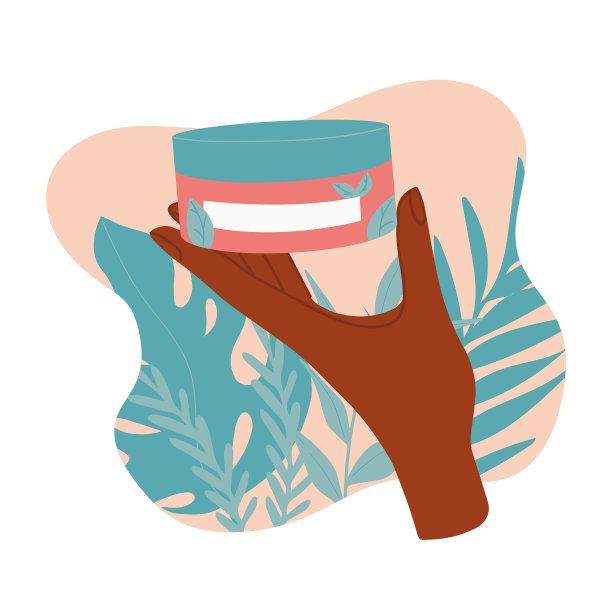 天然生态产品，乳霜管，面膜。女性牵手美容产品。有机化妆品。皮肤护理常规。手势图标设置为美容院。清洁、保湿的作用。图片下载