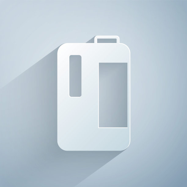 剪纸塑料瓶与处理牛奶图标孤立在灰色背景。加仑的牛奶。纸艺术风格。向量图片下载