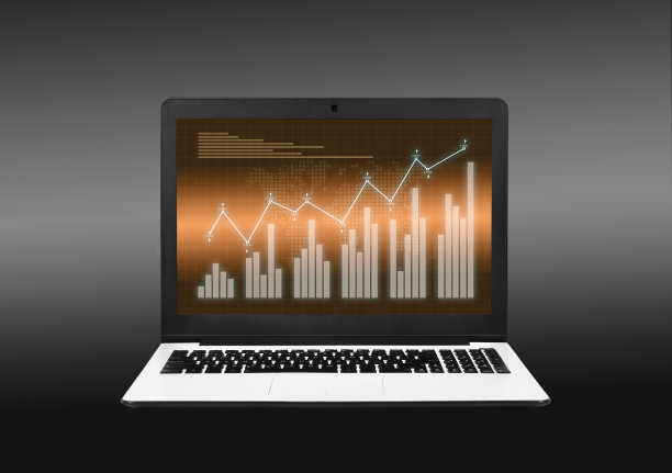 带有股票市场图表的现代笔记本电脑图片下载