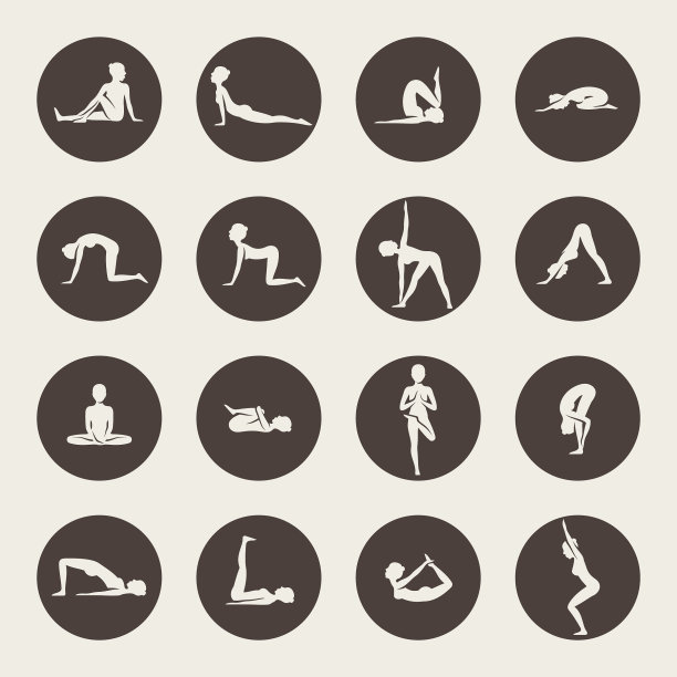 瑜伽矢量图标图片下载