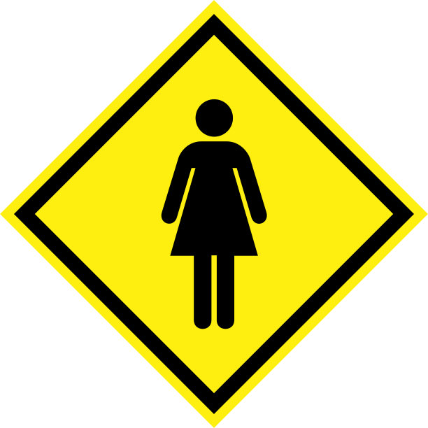 黄色危险标志，有女人标志图片下载