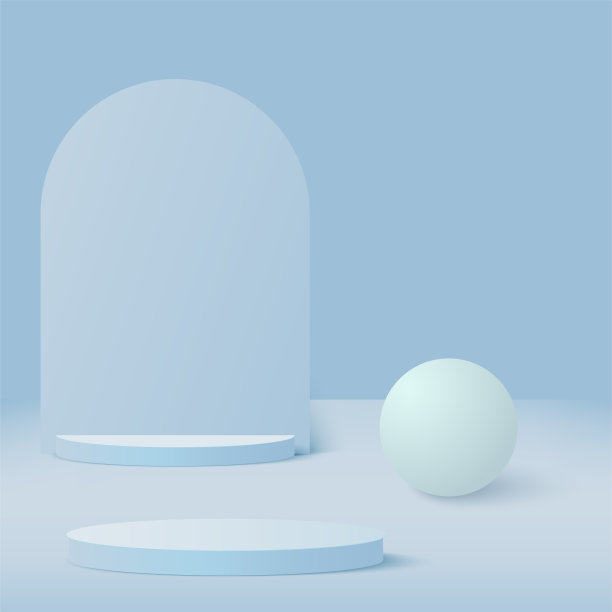 抽象背景与蓝色几何3d讲台。向量图片下载