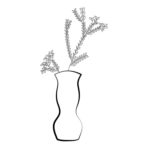 花的花瓶涂鸦。花开的春花手绘。小的花。室内用花卉装饰的插画花瓶图片下载