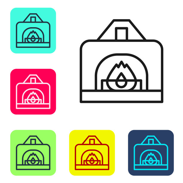 黑色线条的室内壁炉图标孤立图片下载