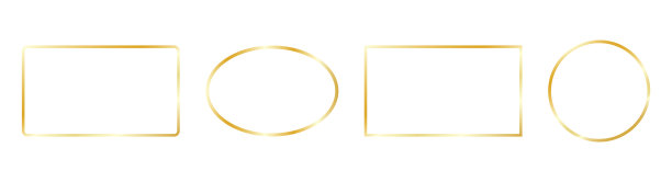 金色框架设置在白色背景。辉光金色矩形，方形，圆形边框集合。豪华线条艺术设计元素。庆祝卡。婚礼装饰。的模板。矢量图图片下载