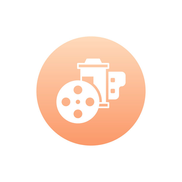 胶片卷轴圆形图标。艺术和文化符号EPS 10文件图片下载