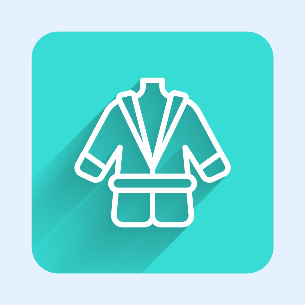 白色线浴袍图标孤立与长影子图片下载