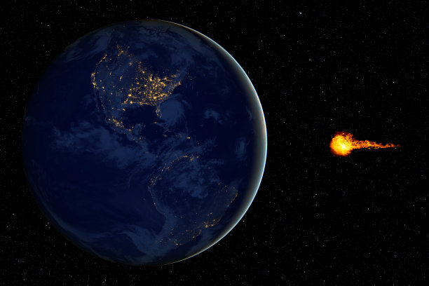 小行星接近地球，完全的灾难和生命灭绝，这张照片的元素由美国宇航局提供图片下载