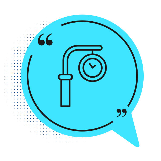 黑线火车站时钟图标隔离图片下载