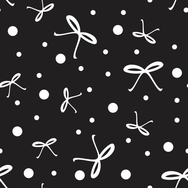 可爱的白色丝带与点在黑色背景图片下载