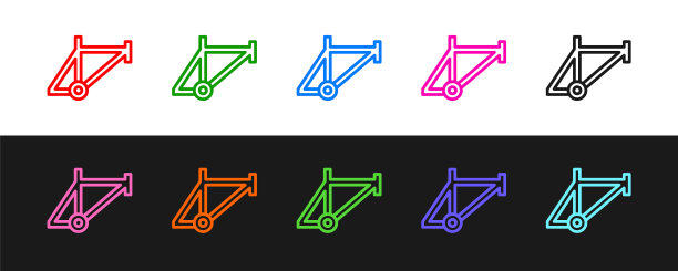 设置线自行车框架图标隔离在黑色和白色背景。向量图片下载