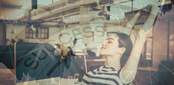 合成图像的成功文本与图表和导航罗盘图片下载