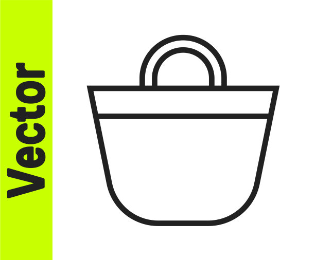 黑色线沙滩包图标孤立在白色图片下载