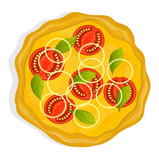 番茄、洋葱和罗勒的素食披萨图片下载