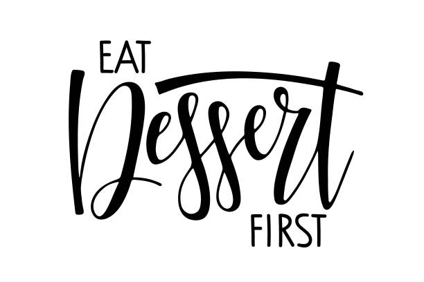 吃完甜点先把文字孤立上白。用于标识、横幅、海报、装饰、明信片。书法的背景。用于厨房，t恤，商店的刻字。甜点的题词。图片下载