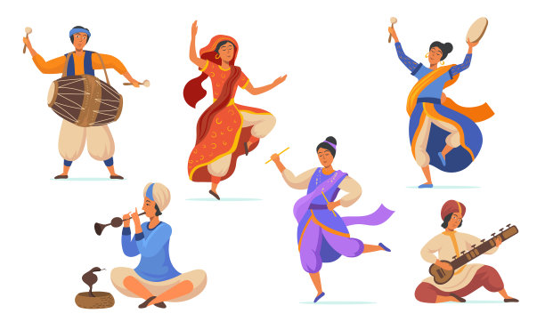 时尚的印度街头艺术家平面图片的网页设计图片下载