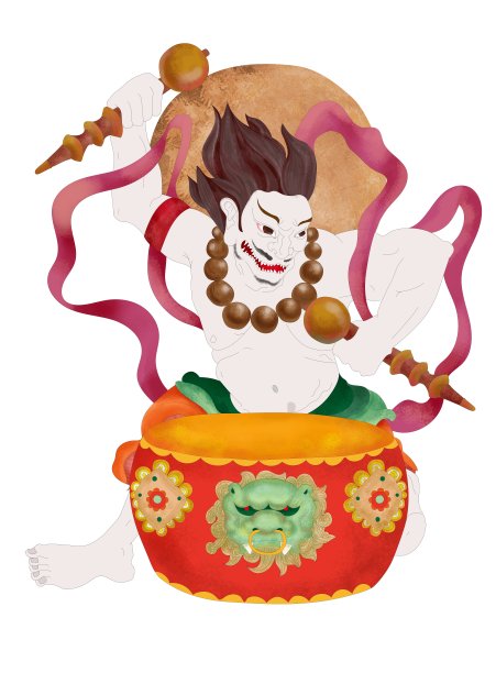 仿古做旧风雨雷电四神雷公图片下载