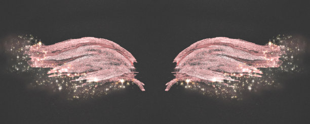 闪闪发光的抽象粉色手绘翅膀上的黑色背景图片下载