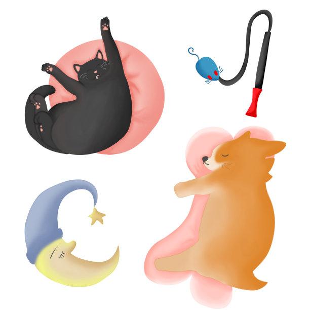 元素手绘卡通宠物猫狗图片下载